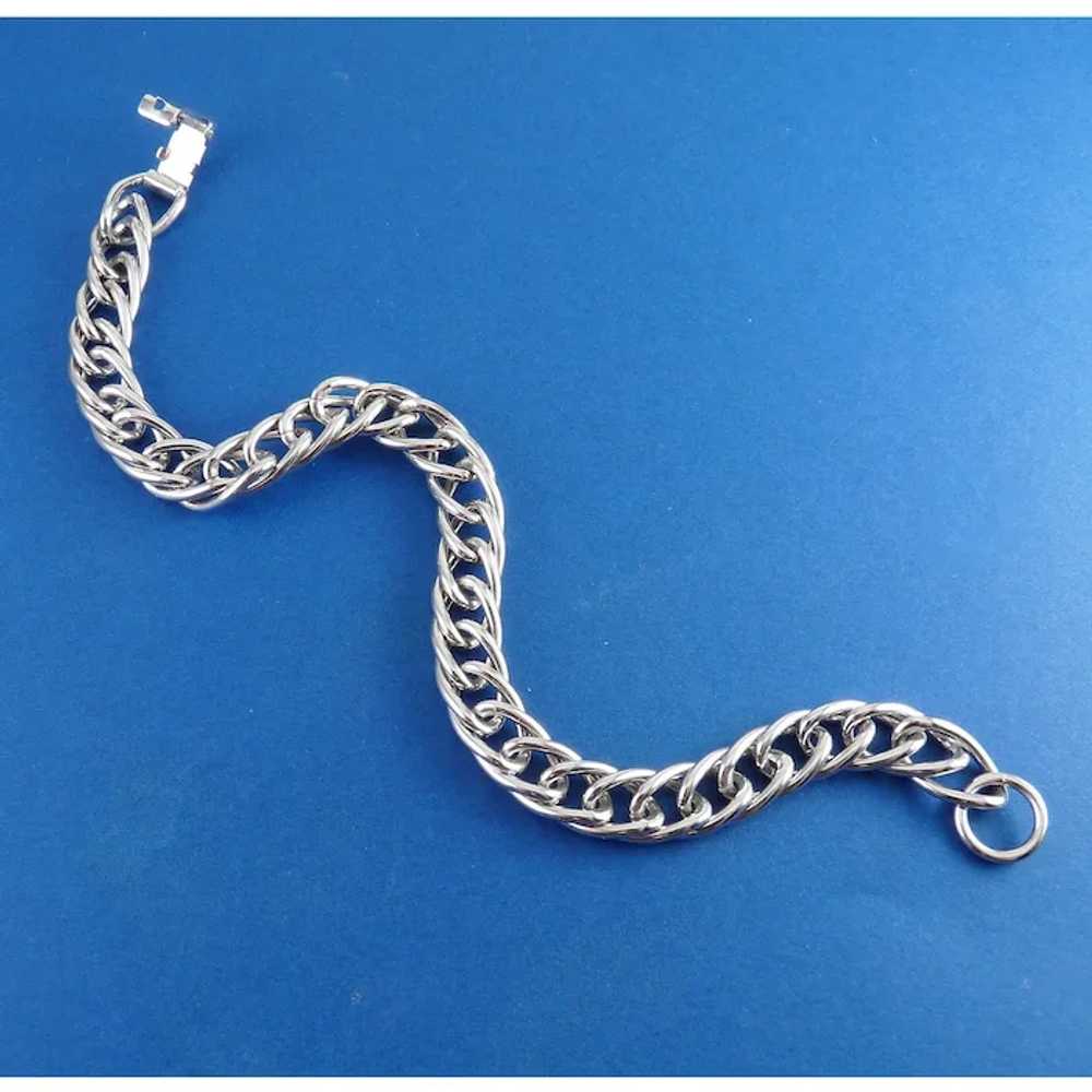 Vintage Heavy Sterling Silver Curb Link Bracelet,… - image 2
