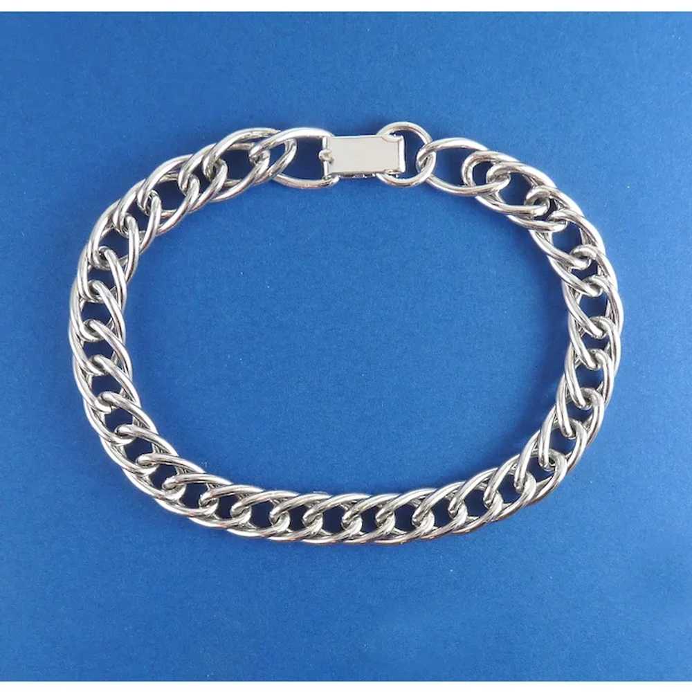 Vintage Heavy Sterling Silver Curb Link Bracelet,… - image 3