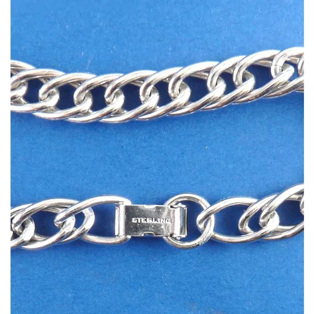 Vintage Heavy Sterling Silver Curb Link Bracelet,… - image 4