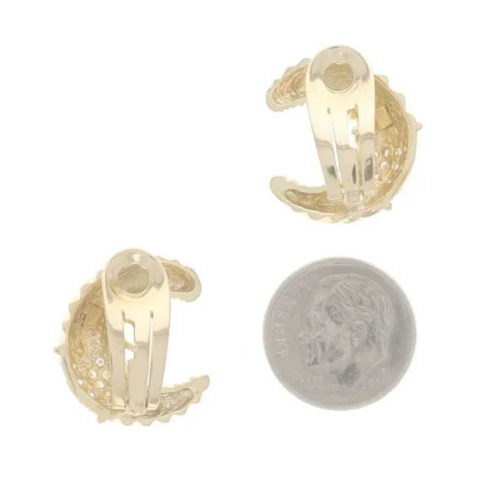 Yellow Gold Diamond Cressent Large Stud Earrings … - image 4