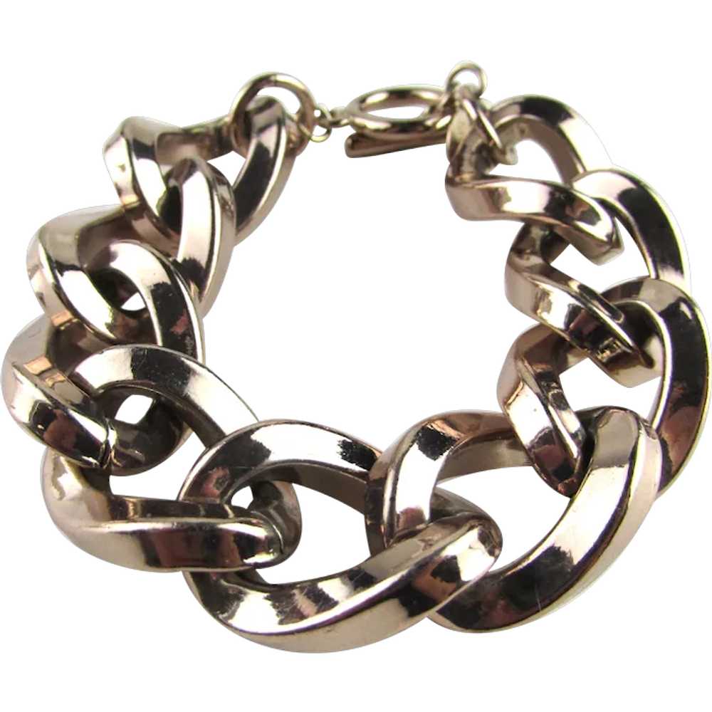 KJL Rose Gold Tone Chunky Bracelet with Toggle Cl… - image 1