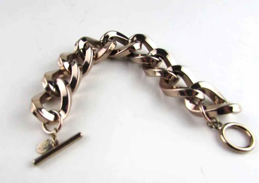 KJL Rose Gold Tone Chunky Bracelet with Toggle Cl… - image 5