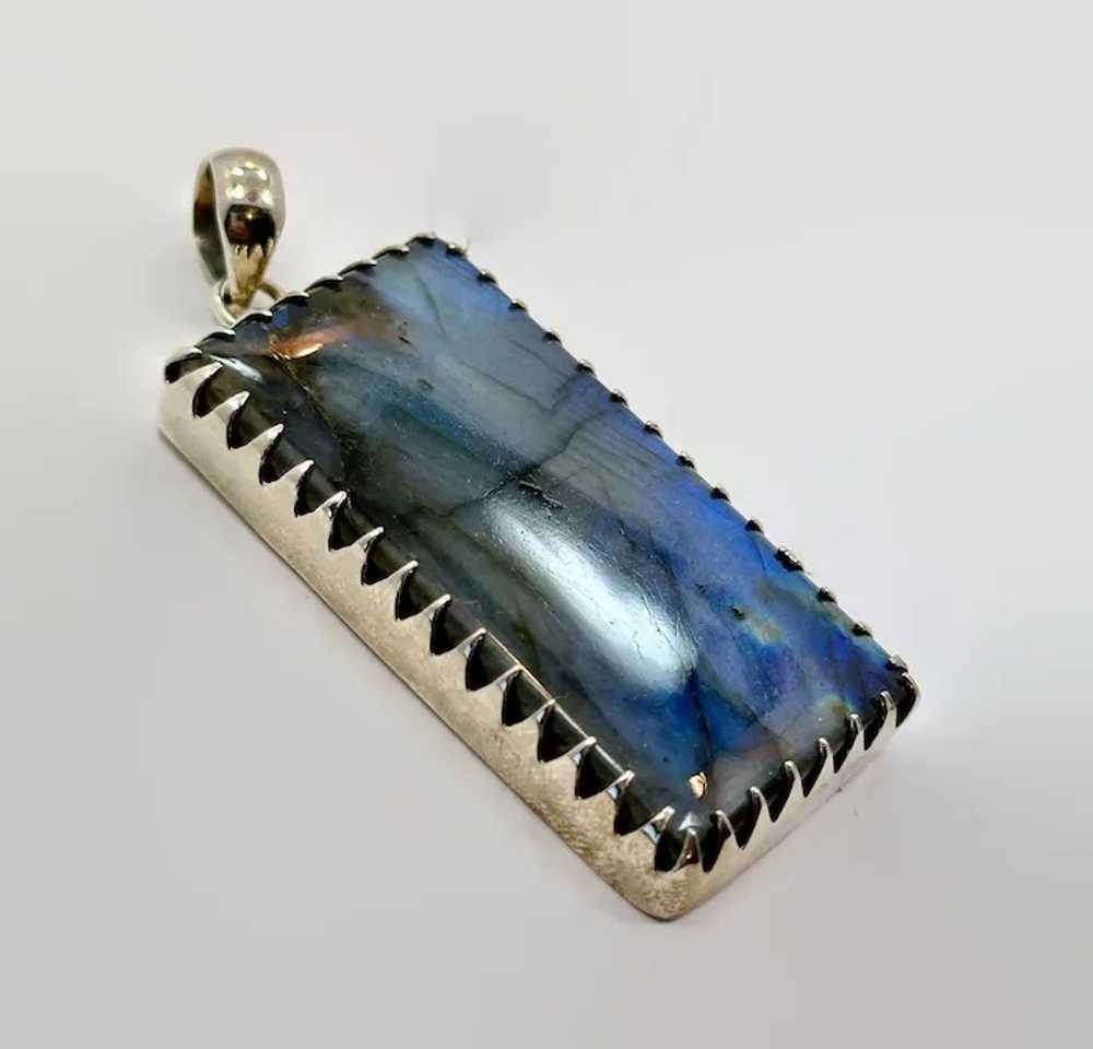 Labradorite Pendant, Sterling Silver, Blue Stone,… - image 3