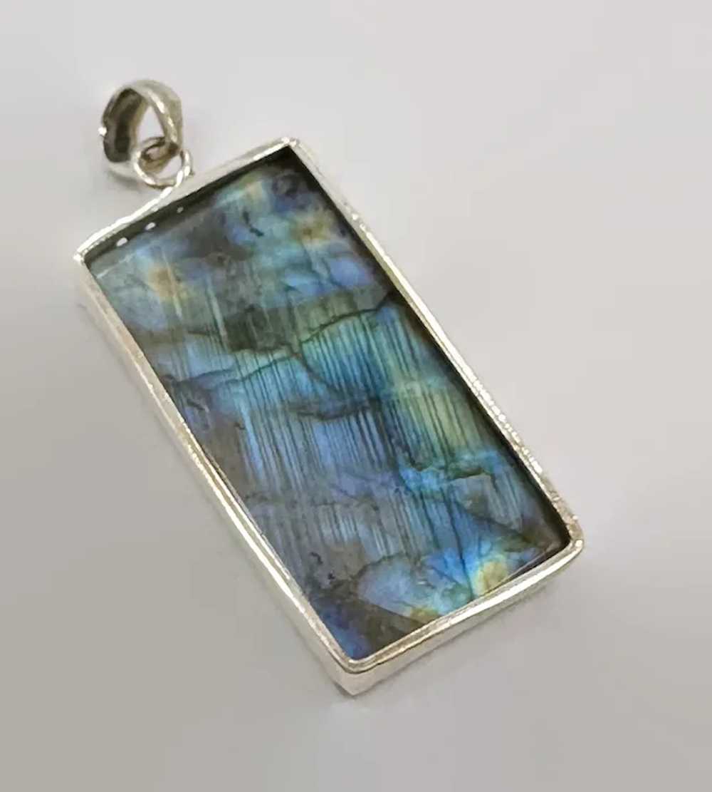 Labradorite Pendant, Sterling Silver, Blue Stone,… - image 5
