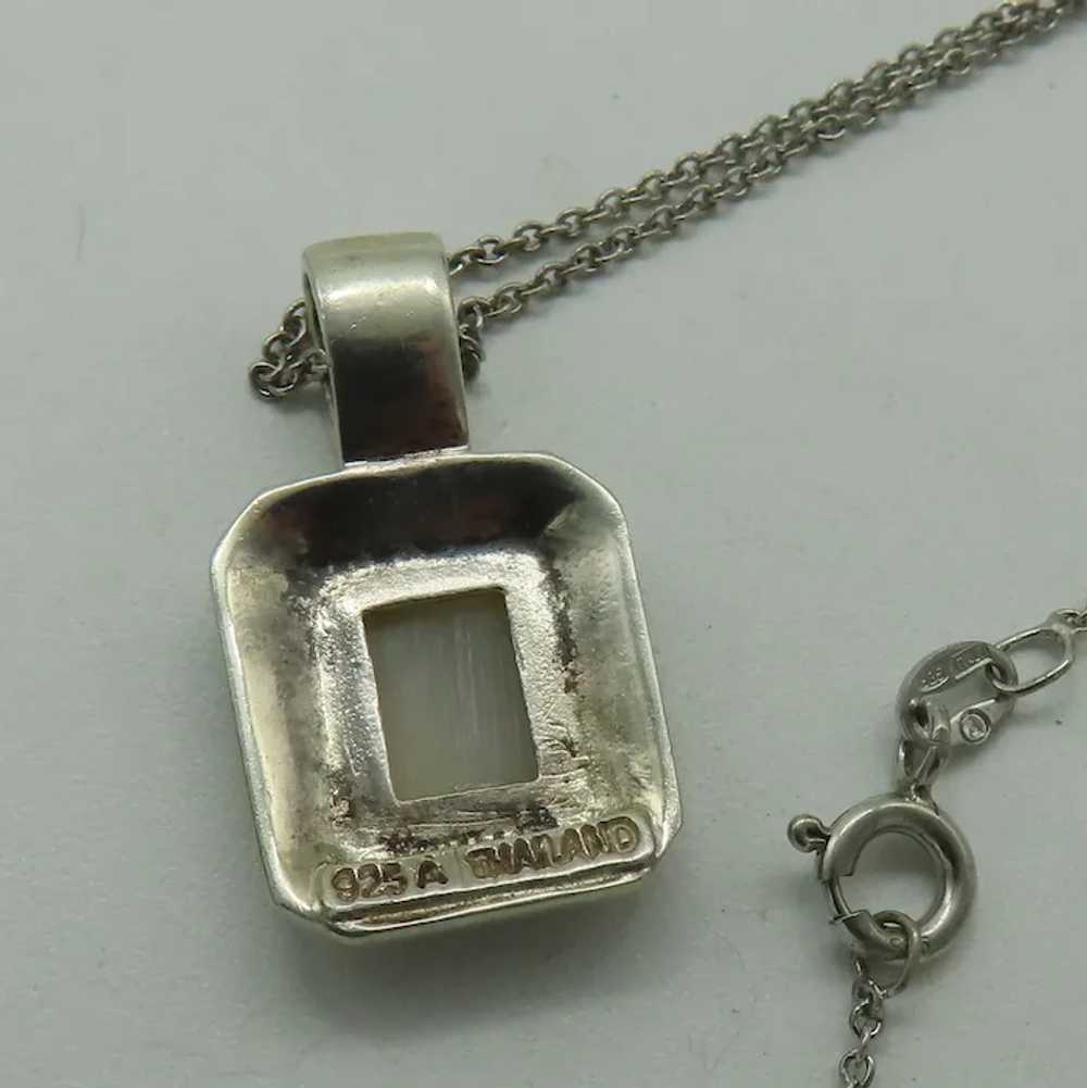 Sterling Silver Marcasite Mother of Pearl Pendant… - image 7