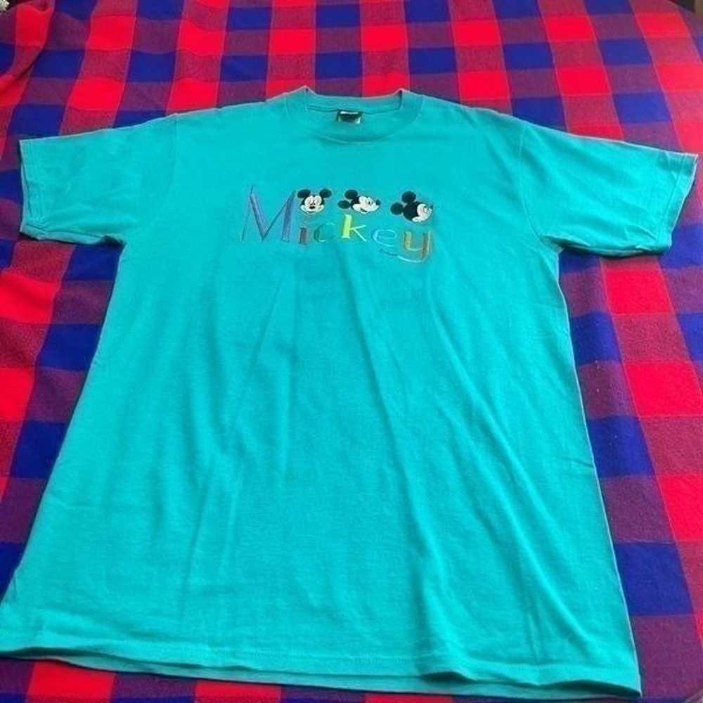 Mickey Mouse VTG Blue Embroidered T-Shirt Tee Siz… - image 6