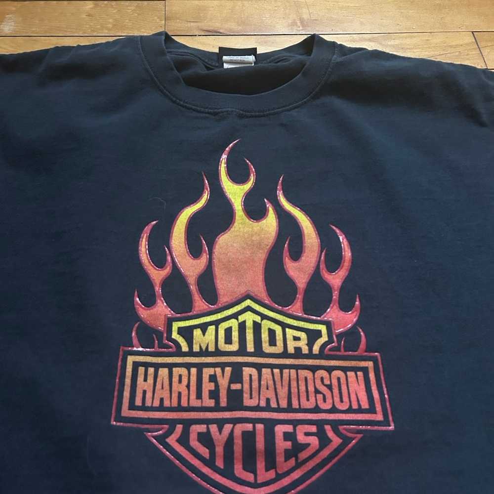 Vintage Harley Davidson Motorcycle Flames Long Sl… - image 3