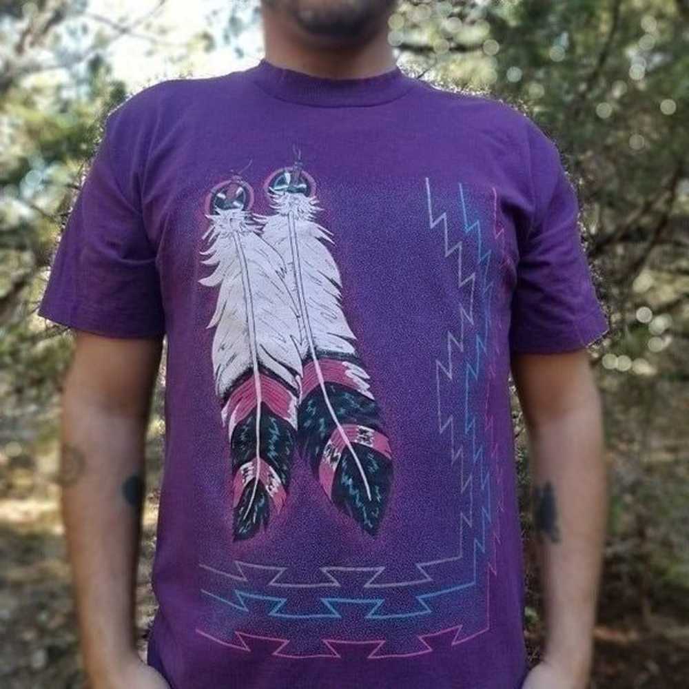 Vintage Native American Feathers T-shirt Men's sz… - image 2
