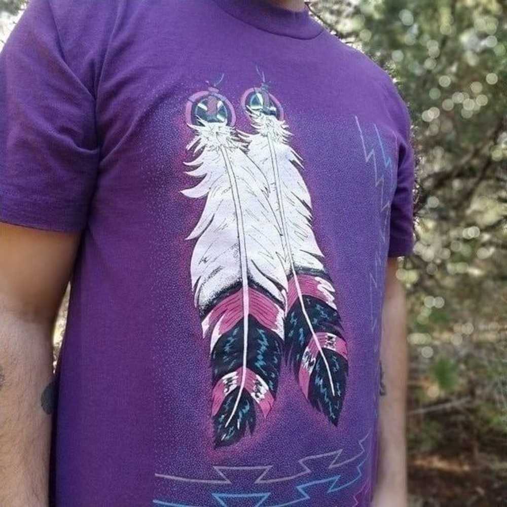 Vintage Native American Feathers T-shirt Men's sz… - image 3