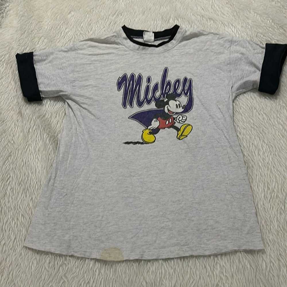 Vintage Disney Mickey Mouse gray t shirt size lar… - image 1