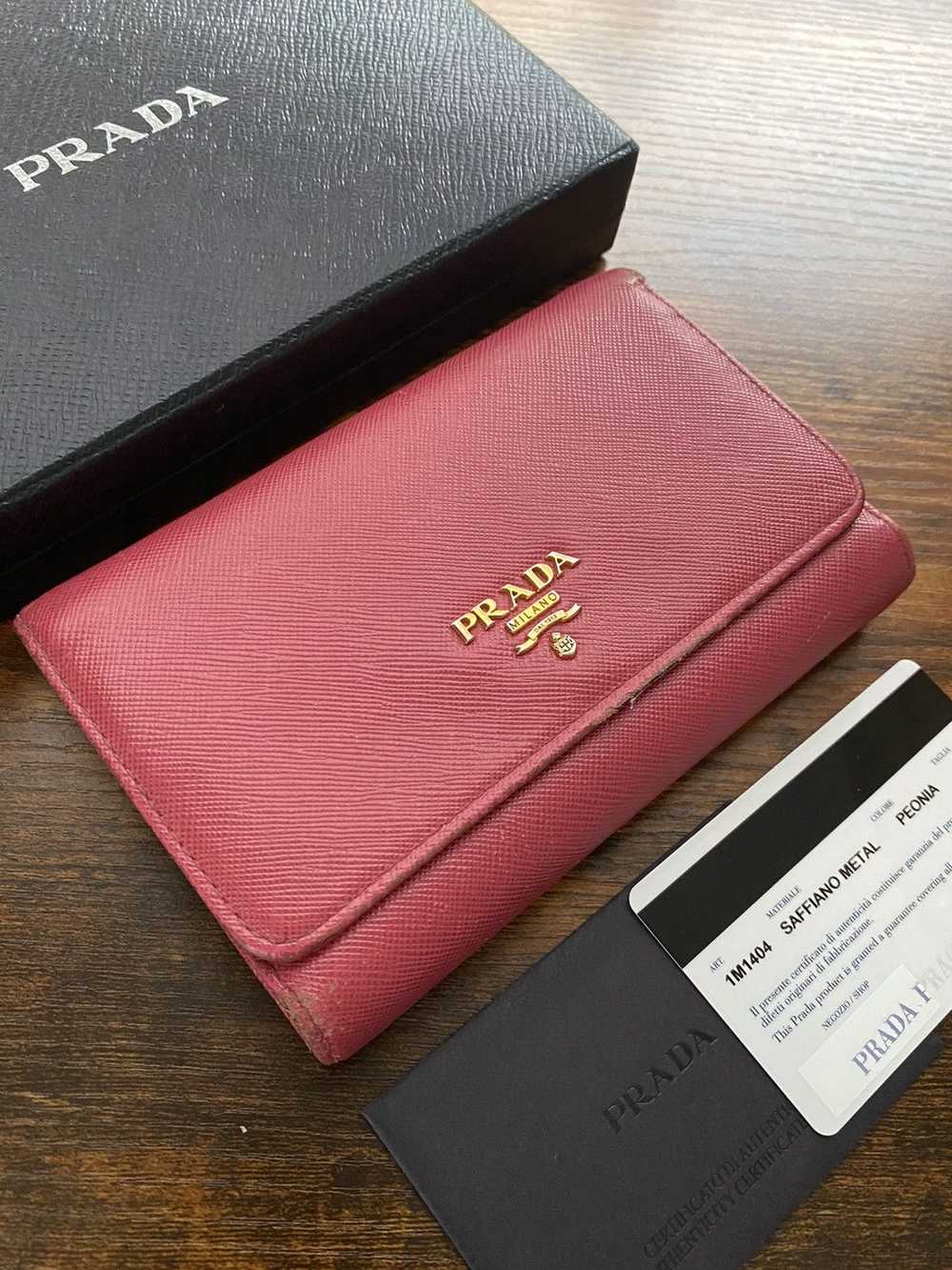 Prada Prada Saffiano metal peonia trifold wallet - image 2