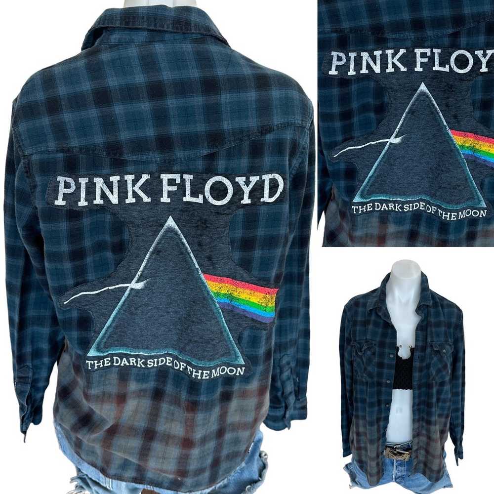 Pink Floyd Plaid Flannel Shirt Shacket SMALL Over… - image 1