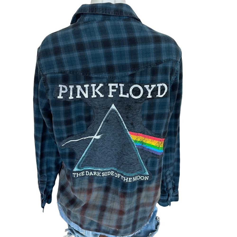 Pink Floyd Plaid Flannel Shirt Shacket SMALL Over… - image 2