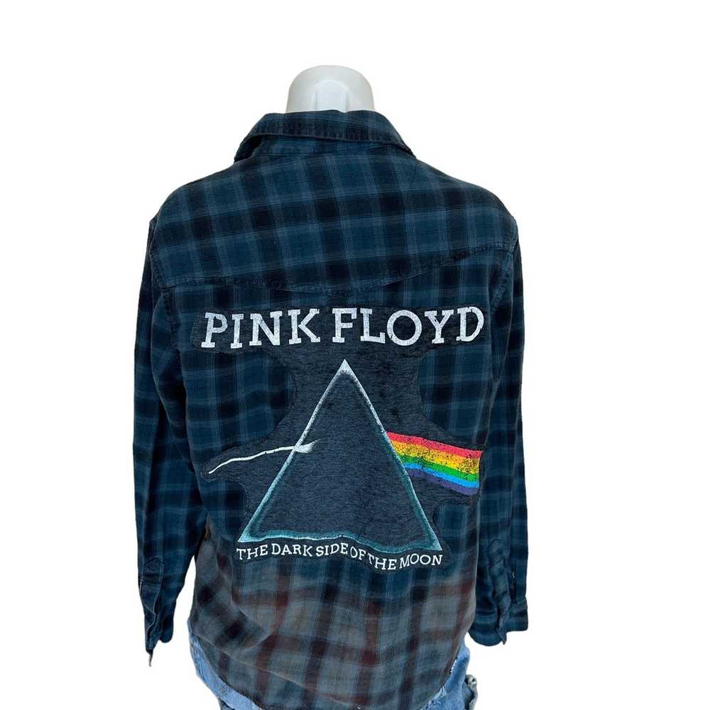 Pink Floyd Plaid Flannel Shirt Shacket SMALL Over… - image 3