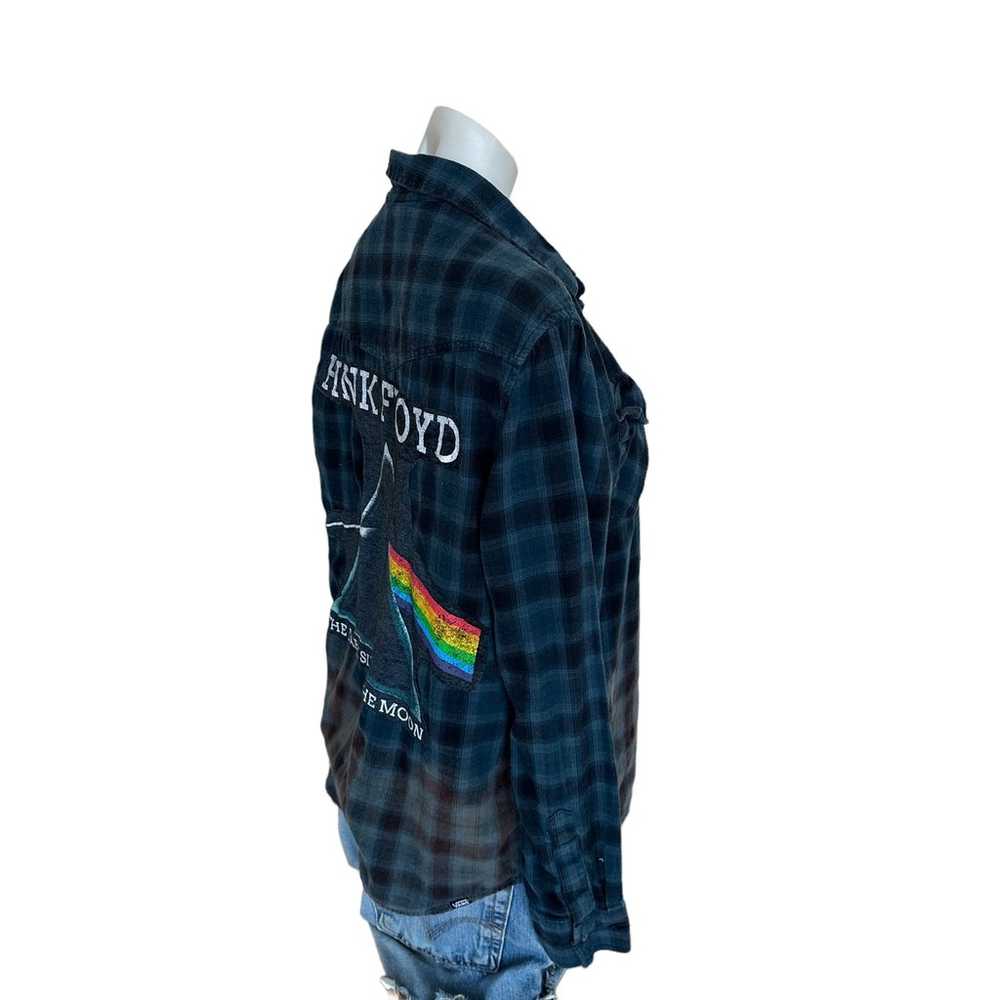 Pink Floyd Plaid Flannel Shirt Shacket SMALL Over… - image 4