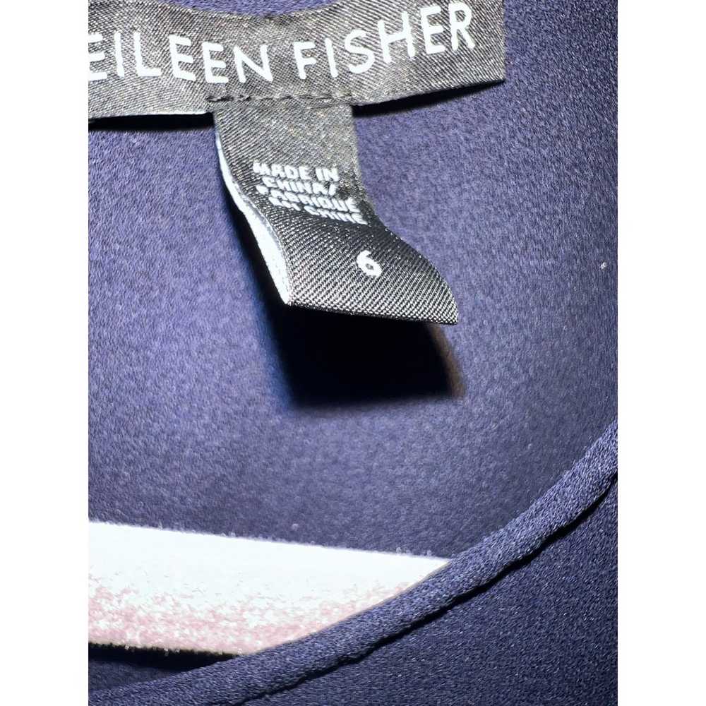 Eileen Fisher 100% Silk Navy Short Sleeve Blouse … - image 3