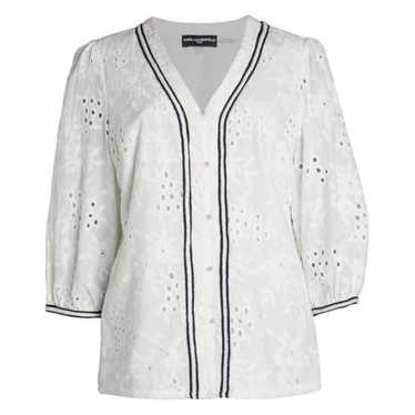 Karl Lagerfeld Women's Cotton Puff Sleeve Eyelet … - image 1