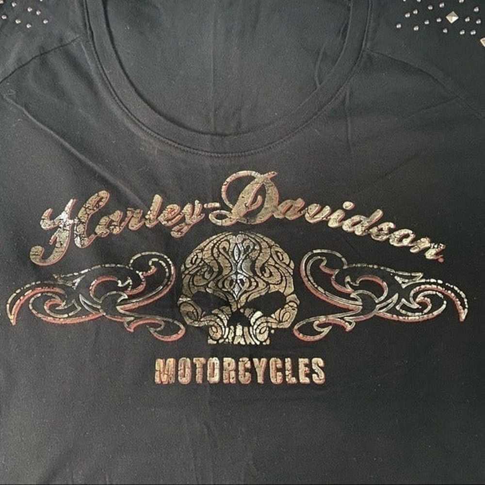 Harley-Davidson Scoop Neck T-Shirt, Sleeves w/ St… - image 6