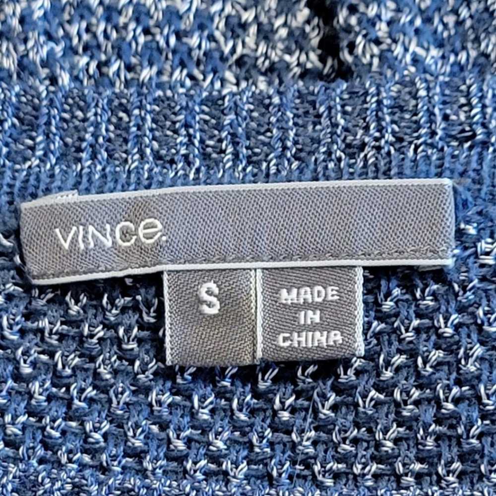 VINCE Scoop Neck Long Sleeve Linen Rayon Blue Kni… - image 10
