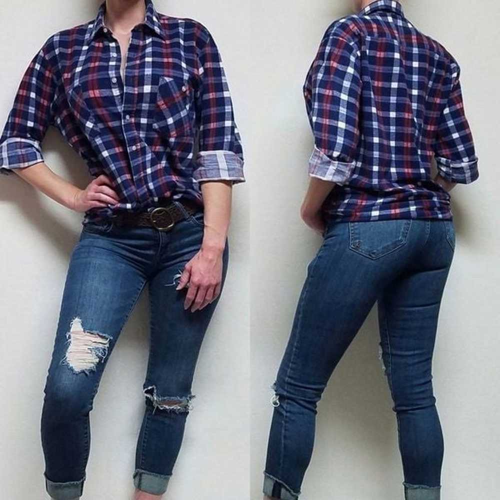 Vintage 90s American Edition Red White Blue Plaid… - image 1