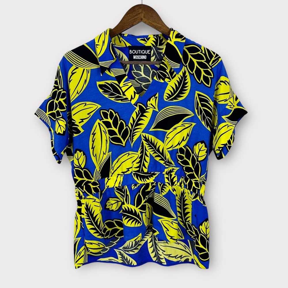 Boutique Moschino Palm Leaf Print Short Sleeve Bl… - image 11