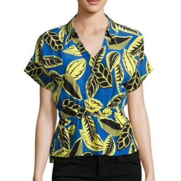 Boutique Moschino Palm Leaf Print Short Sleeve Bl… - image 1