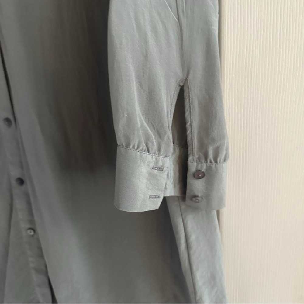 Eileen Fisher Gray Mandarin Collar Crepe Silk Shi… - image 5