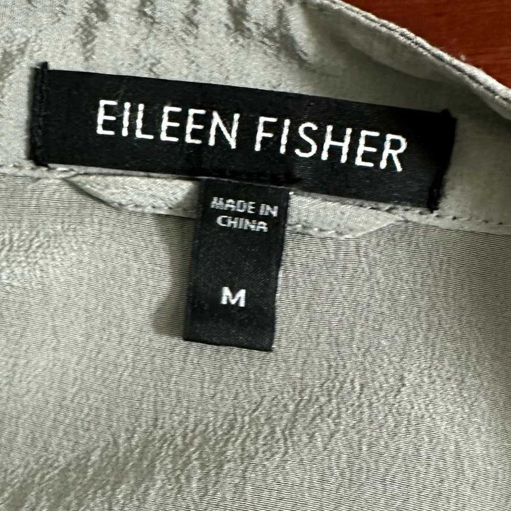 Eileen Fisher Gray Mandarin Collar Crepe Silk Shi… - image 7