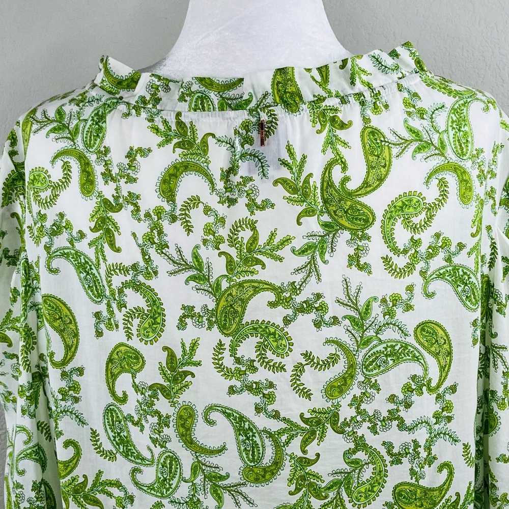 MISA Los Angeles Sienna Blouse Top White Green Pa… - image 10