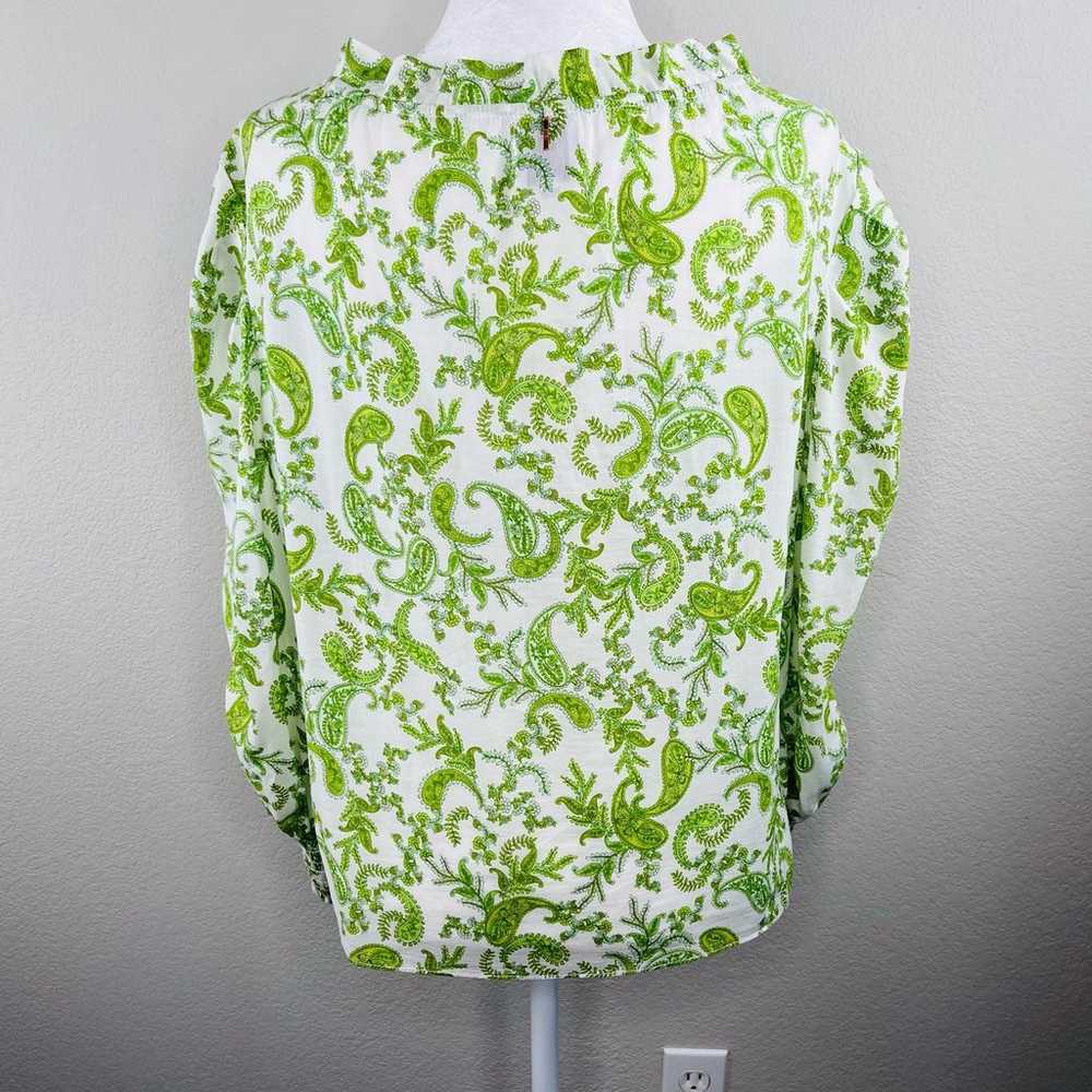 MISA Los Angeles Sienna Blouse Top White Green Pa… - image 2
