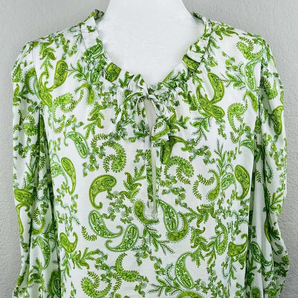 MISA Los Angeles Sienna Blouse Top White Green Pa… - image 5