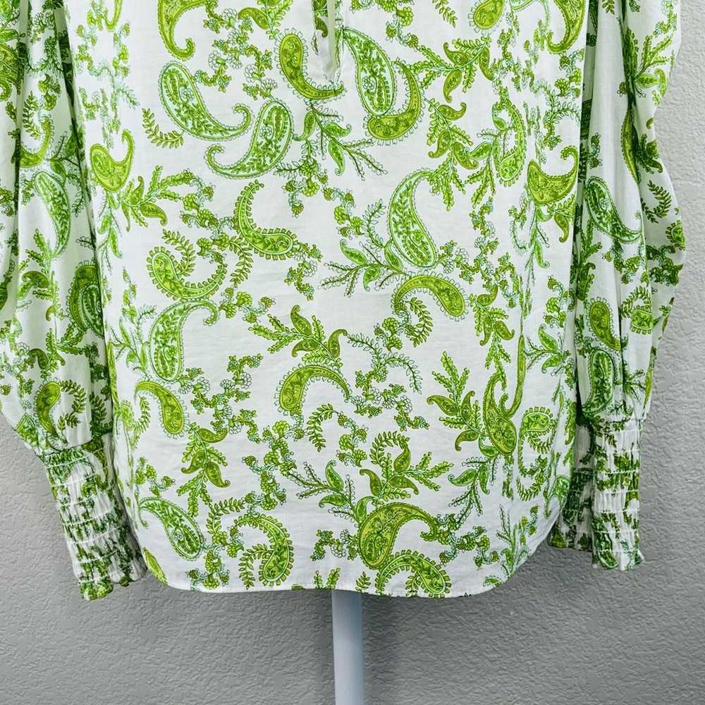 MISA Los Angeles Sienna Blouse Top White Green Pa… - image 7