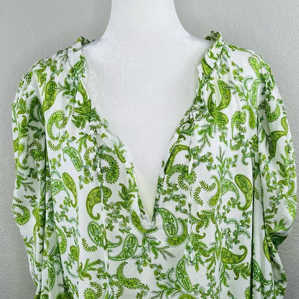 MISA Los Angeles Sienna Blouse Top White Green Pa… - image 8