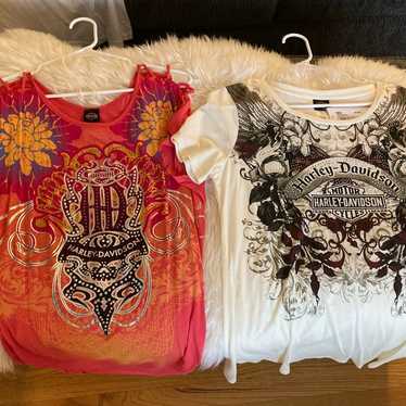 Ladies Harley Davidson lot of 4  shirts, large