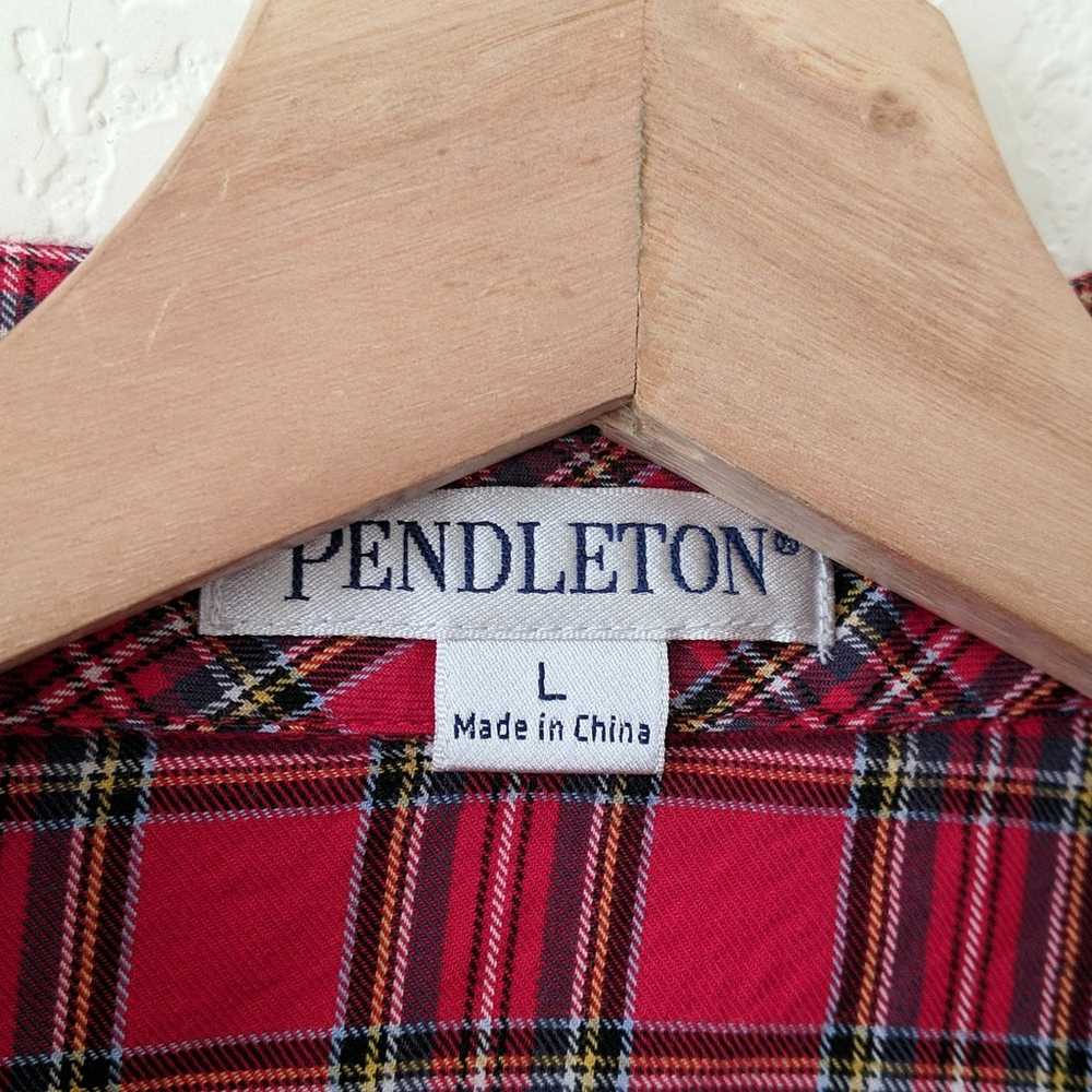 Pendleton Red Tartan Plaid Ruffled Button Down Fi… - image 3
