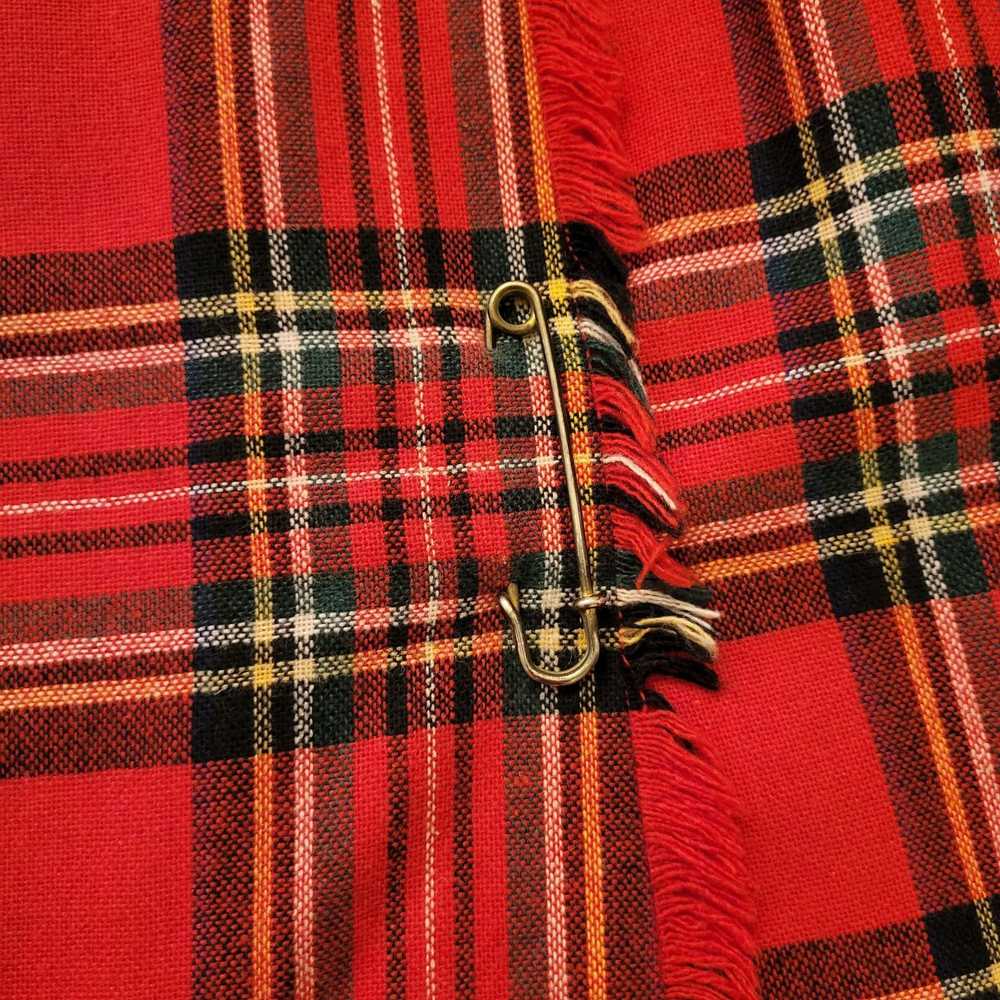 Vintage EJE 6 Red Plaid Wool Wrap Kilted Skirt Fr… - image 5