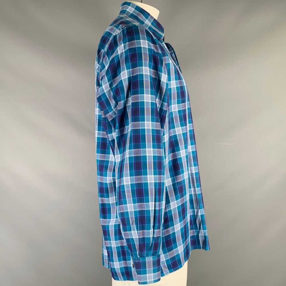 Ermenegildo Zegna Blue Plaid Cotton Button Up Lon… - image 2