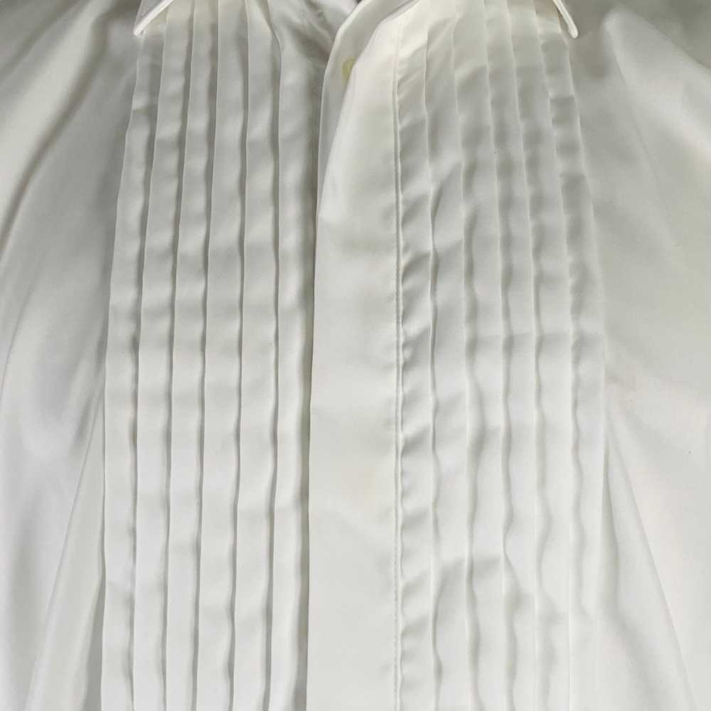 Saks Fifth Avenue White Cotton French Cuff Pleate… - image 2