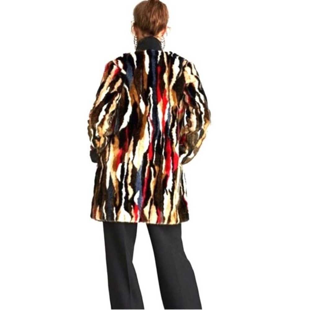 Zara Multicolor Faux Fur Coat Size Large - image 2