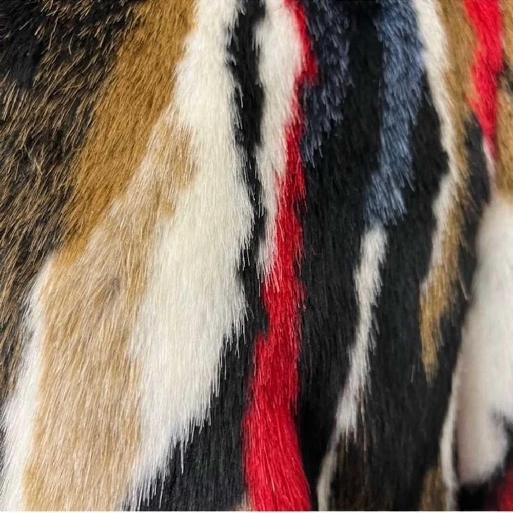 Zara Multicolor Faux Fur Coat Size Large - image 8