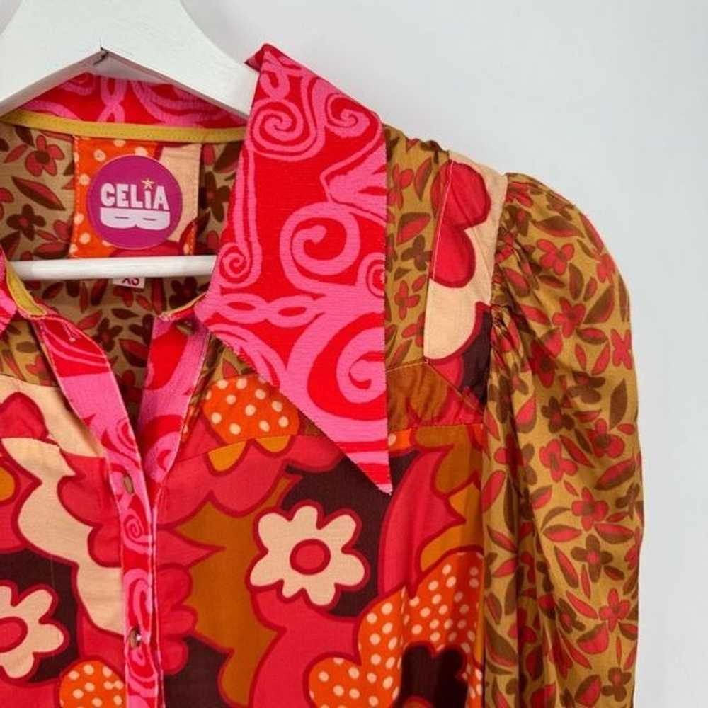 CeliaB Roman Satin Shirt Long Sleeve Floral Print… - image 3