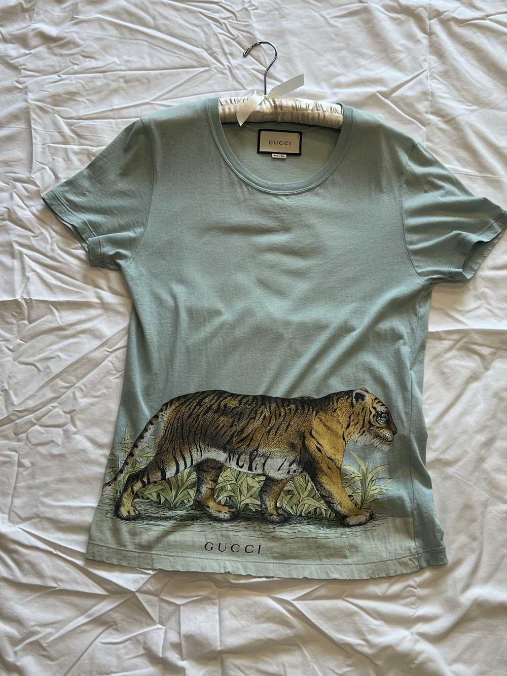 Gucci Distressed Printed Cotton-Jersey T-Shirt - image 1
