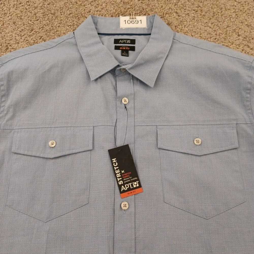 Apt. 9 Apt. 9 Shirt Mens Large Slim Blue Micro Ch… - image 2