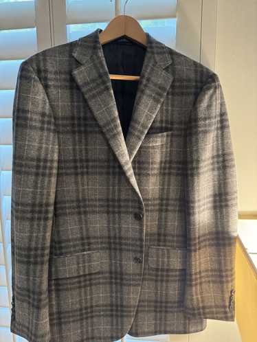 Hickey Grey/black/white plaid wool blazer