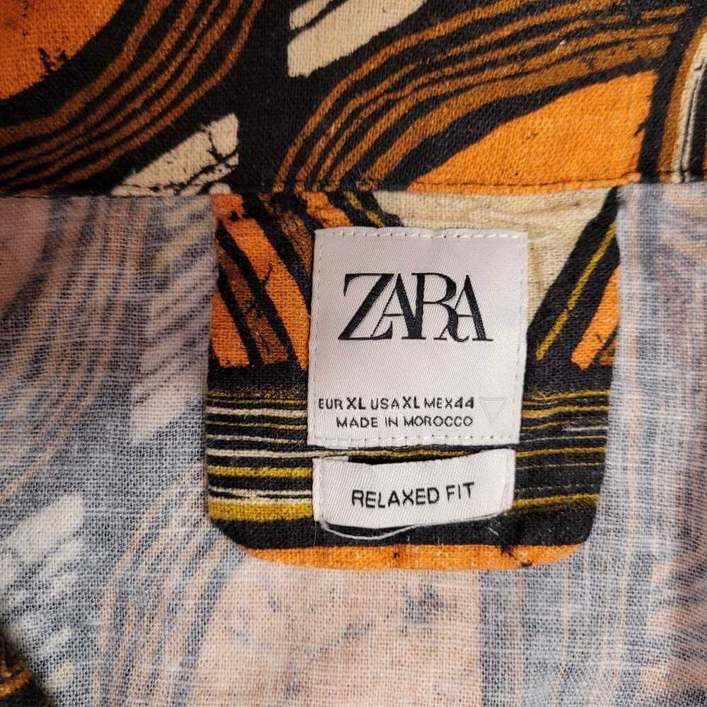 Zara Zara Men's Shirt L Geometric Print Linen Ble… - image 5