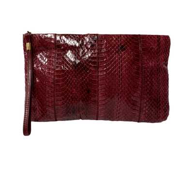 Unkwn 80’s Red Maroon Handbag SNAKE SKIN Clutch E… - image 1