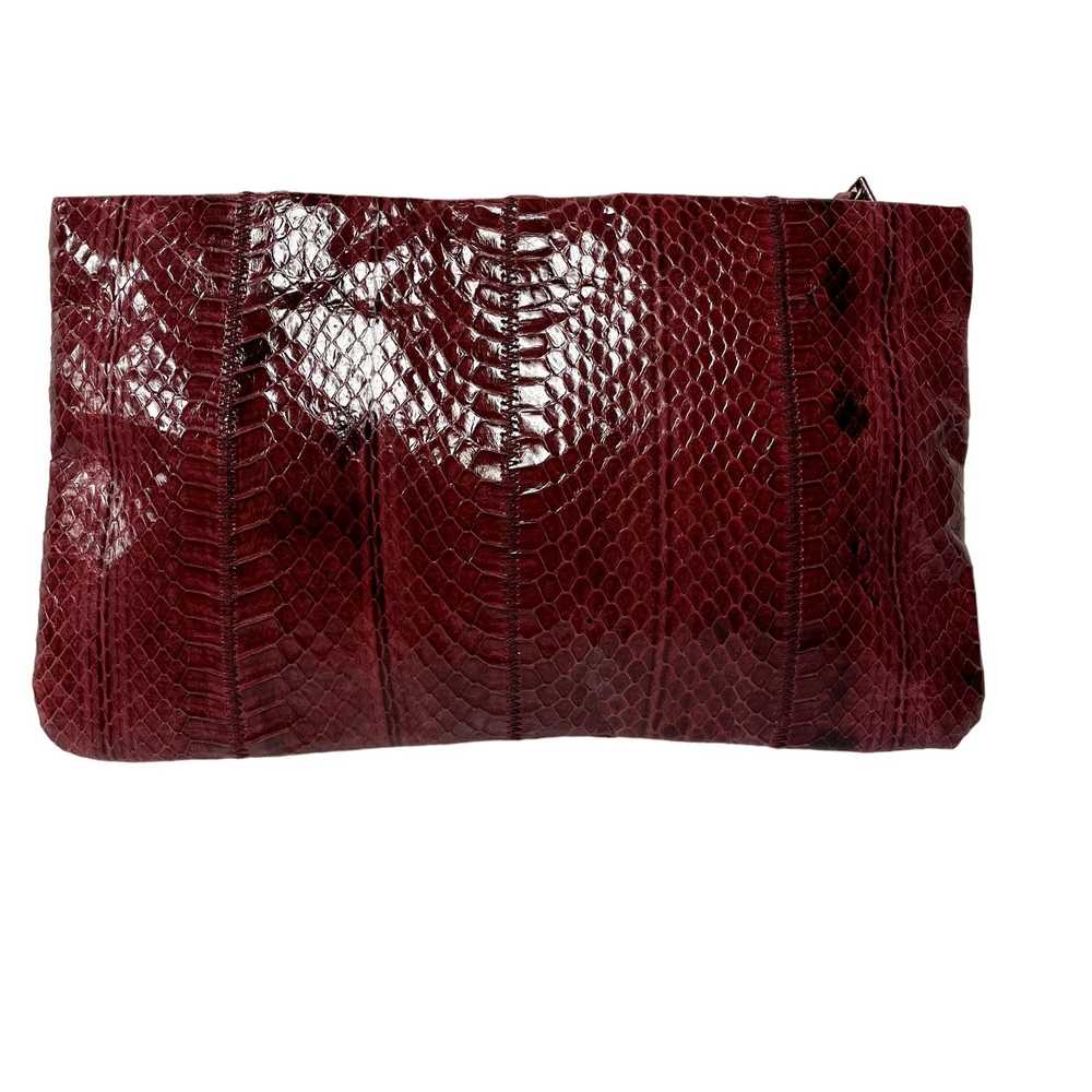 Unkwn 80’s Red Maroon Handbag SNAKE SKIN Clutch E… - image 2