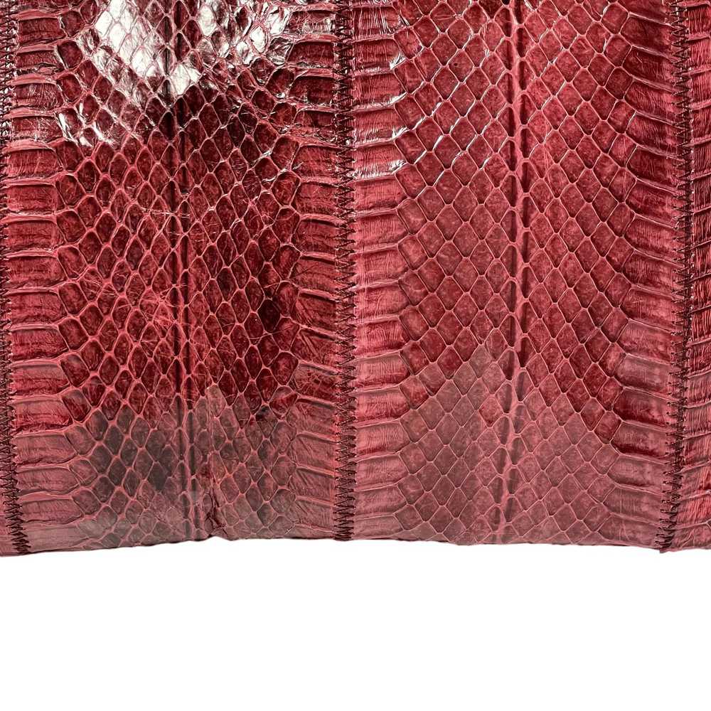 Unkwn 80’s Red Maroon Handbag SNAKE SKIN Clutch E… - image 5