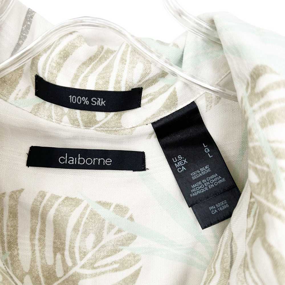 Claiborne Claiborne 100% Silk Cream Floral Hawaii… - image 2