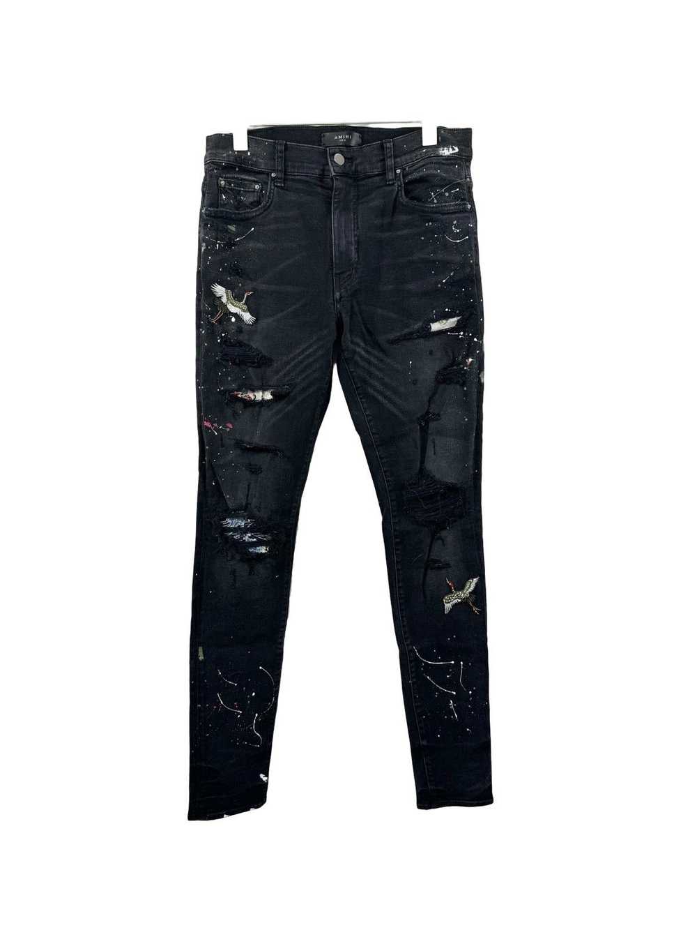 Amiri Aged Blackbird Art Patch Jeans - image 1